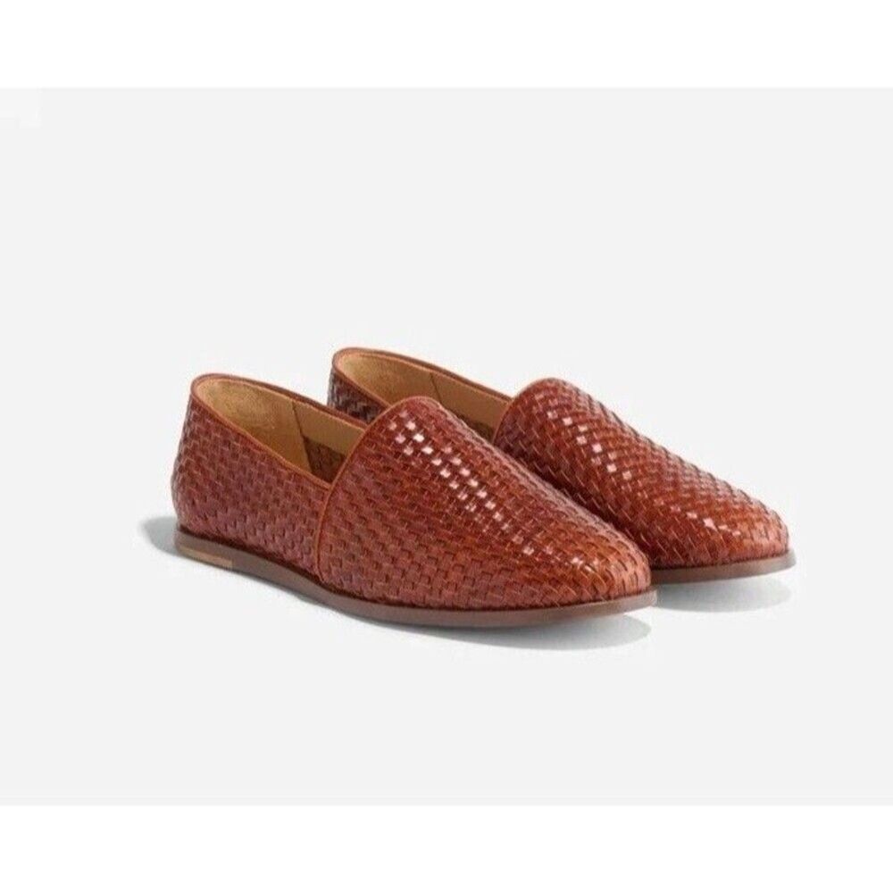 NISOLO ALEJANDRO MEN'S LEATHER WOVEN SLIP‎ ON SHOES BRANDY NEW $190 sz 9.5